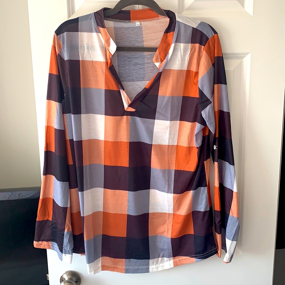 Large pattern flannel shirt